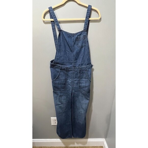 Gap Womens Denim Overalls 6 Medium Wash Bib Denim Blue Side Zip Straight Leg - Picture 3 of 11